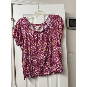 Michael Kors Plus Size Blouse Size‎ 2X Short Sleeve Pink Pull Over